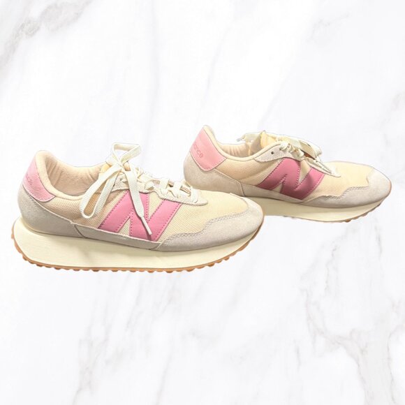 New Balance Women's 237 Beige/Pink Sneakers, Size 9 - Picture 3 of 10